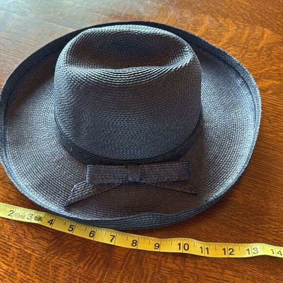 Vintage Don Anderson Blue Straw Fedora Sun Hat Women’s Size Small - Picture 12 of 13